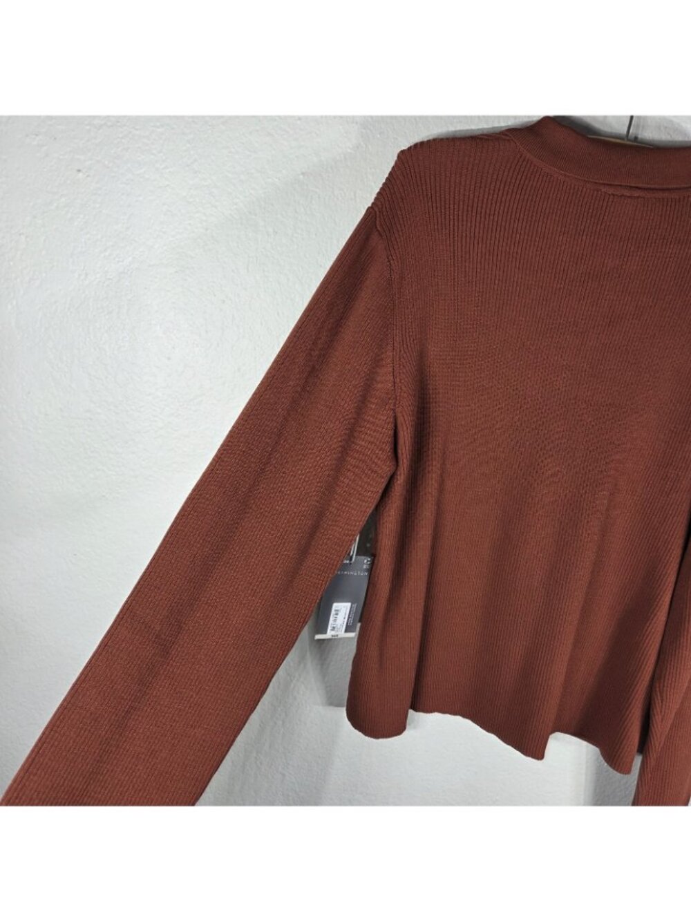 Worthington Rust Burnt Orange Ribbed Knit Polo Sweater XXL Long Sleeve Top - Picture 11 of 15